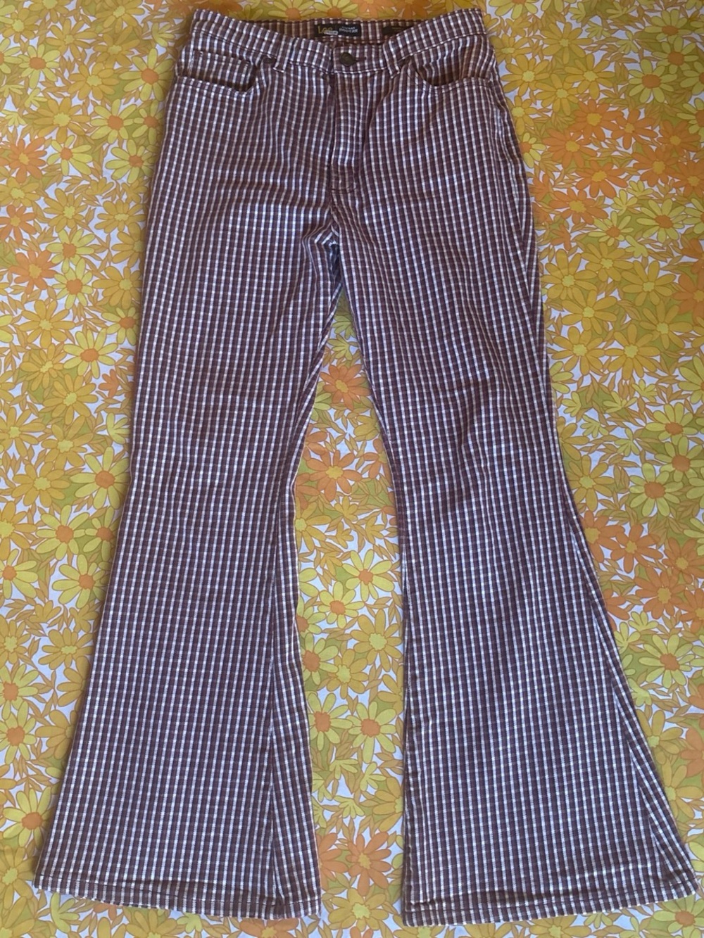 Lee vintage modern Brown and White Checked High-Rise Pants